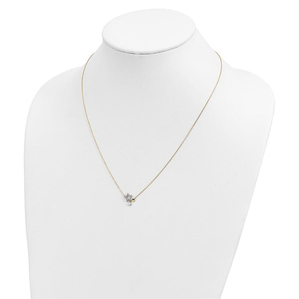 14KT Yellow Gold and CZ 18-inch+2-inch extender Stars Necklace