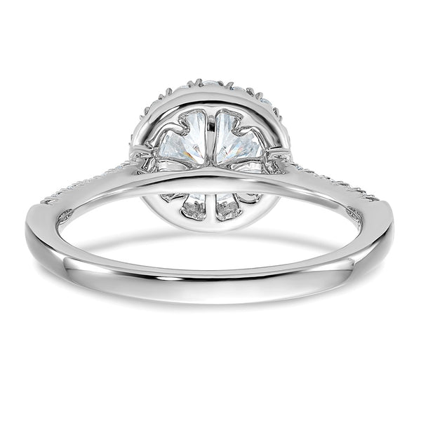 6.5MM Round Moissanite Halo Engagement Ring in 14KT White Gold; Size 7