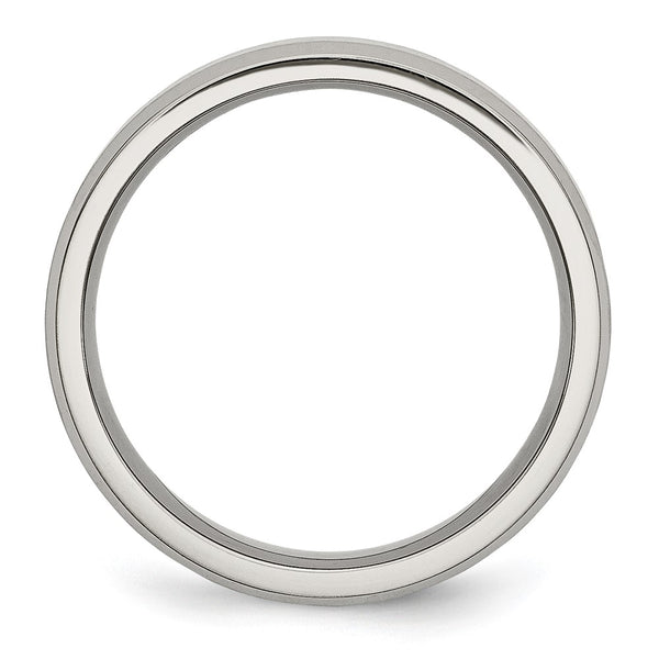 Stainless Steel Flat Beveled Edge 6MM Brushed and Polished Band