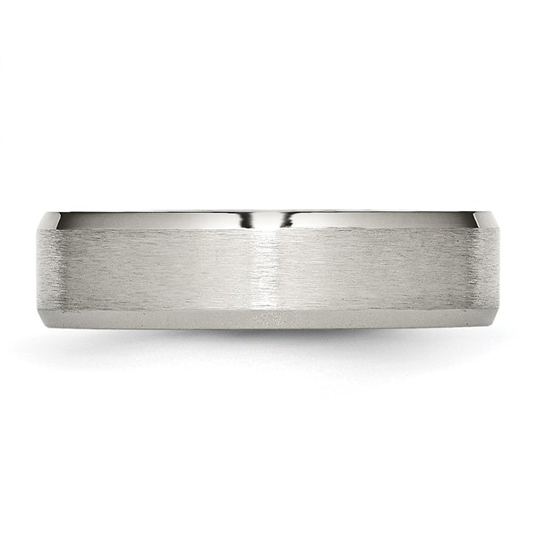 Stainless Steel Flat Beveled Edge 6MM Brushed and Polished Band