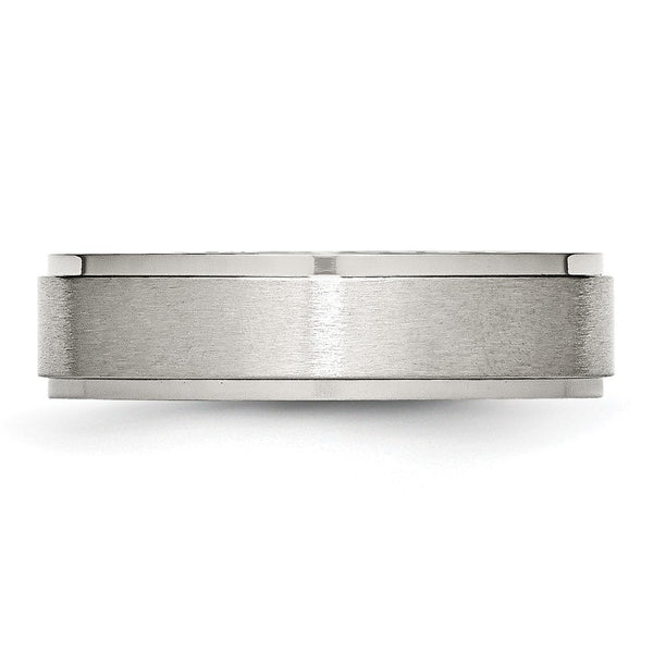 Stainless Steel Ridged Edge 6mm Brushed and Polished Band