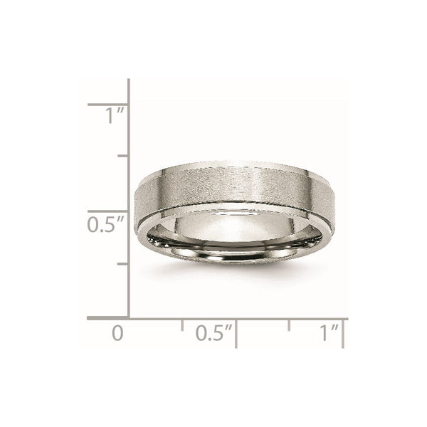 Stainless Steel Ridged Edge 6mm Brushed and Polished Band