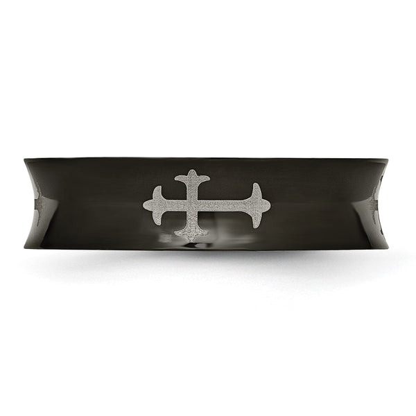 Black IP Stainless Steel Concave 6MM Cross Band