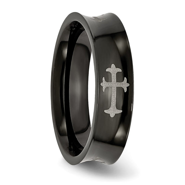 Black IP Stainless Steel Concave 6MM Cross Band