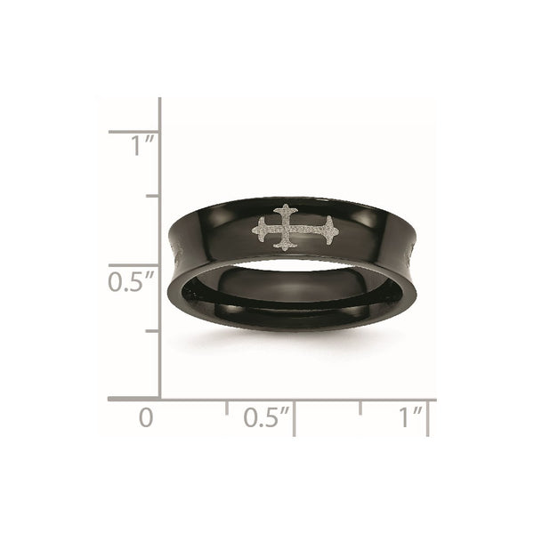 Black IP Stainless Steel Concave 6MM Cross Band