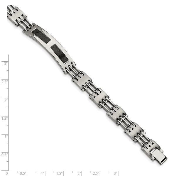 Stainless Steel Black Carbon Fiber Inlay 8.5in ID Bracelet