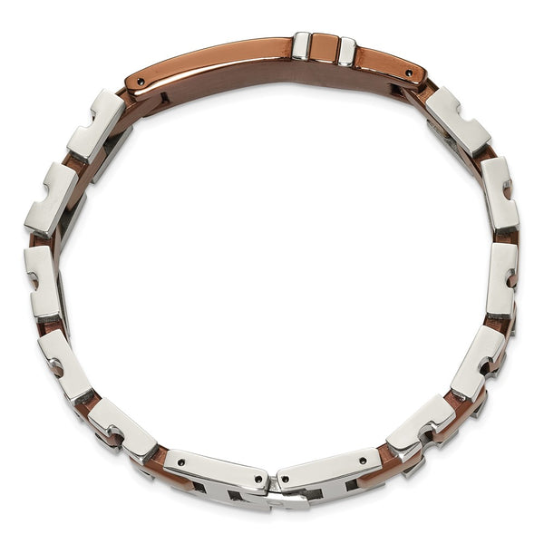 Stainless Steel Brown IP-Plated 8.5-inch Bracelet with Diamond