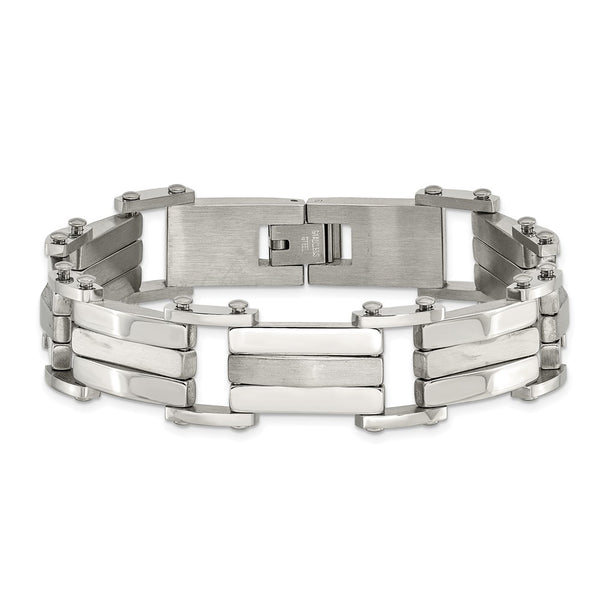 Stainless Steel Brushed & Polished 8.5in Bracelet