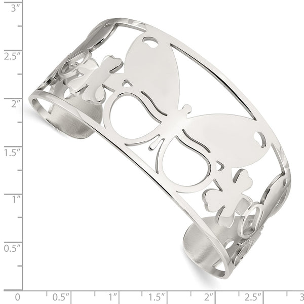 Stainless Steel 31MM Butterfly Bangle Cuff Bracelet