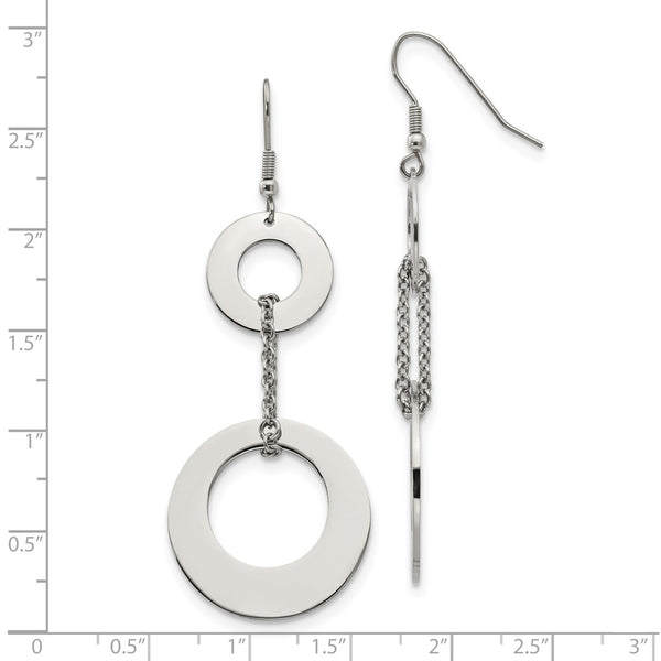 Stainless Steel Polished Circles Dangle Earrings