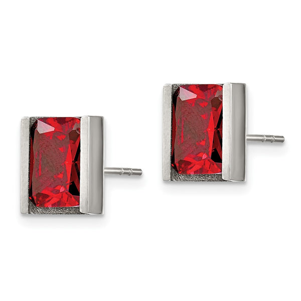 Stainless Steel Cubic Zirconia 9X8MM Stud Earrings