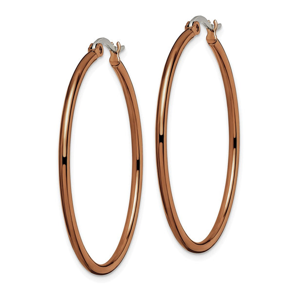 Stainless Steel Brown IP plated 40mm Hoop Earrings