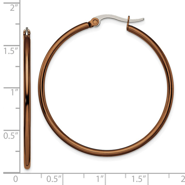 Stainless Steel Brown IP plated 40mm Hoop Earrings