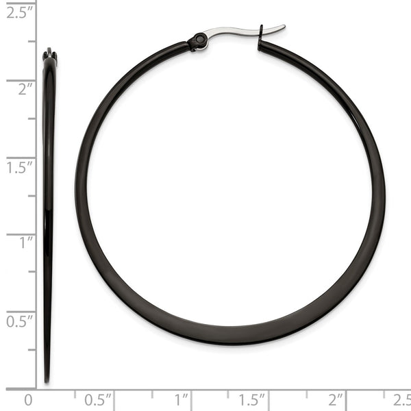 Stainless Steel Black IP plated 55mm Hoop Earrings