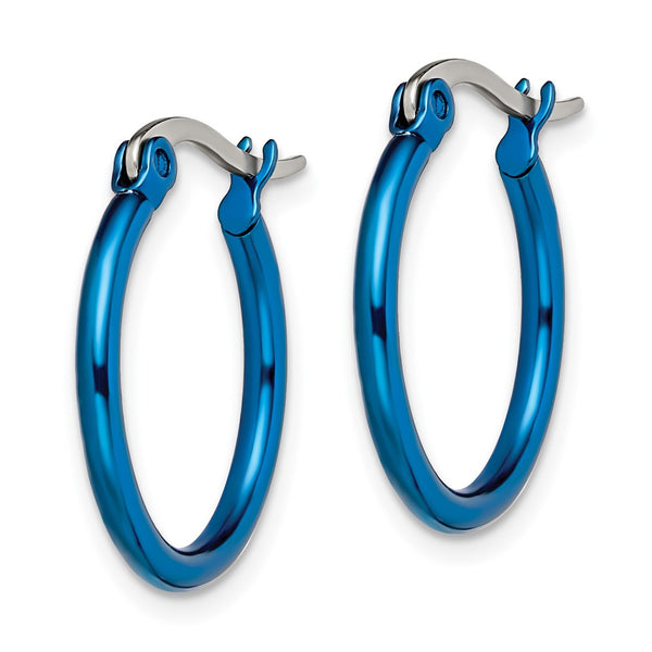 Stainless Steel Blue IP plated 19mm Hoop Earrings