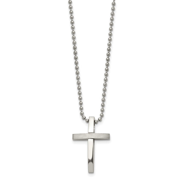 Stainless Steel Cross Pendant 18in Necklace