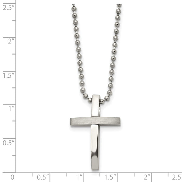 Stainless Steel Cross Pendant 18in Necklace