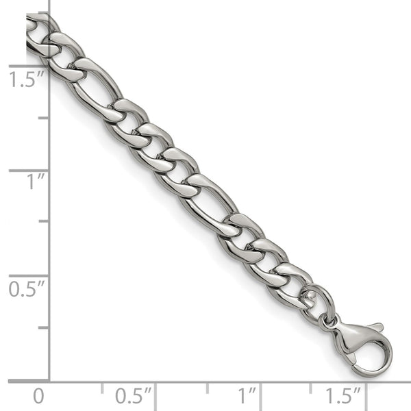 Stainless Steel 6.30mm 8in Figaro Bracelet