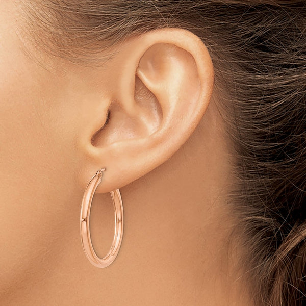 14KT Rose Gold 30X3MM Hoop Earrings