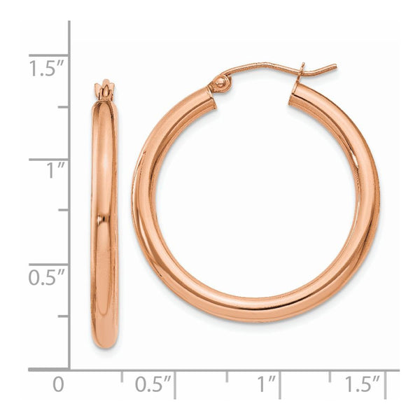 14KT Rose Gold 30X3MM Hoop Earrings