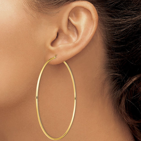 14KT Yellow Gold 90X2MM Hoop Earrings