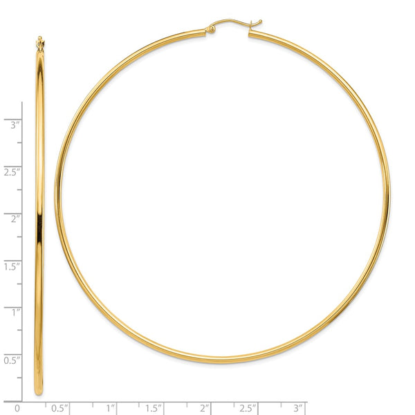 14KT Yellow Gold 90X2MM Hoop Earrings