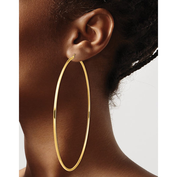 14KT Yellow Gold 100X2MM Hoop Earrings