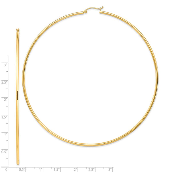 14KT Yellow Gold 100X2MM Hoop Earrings