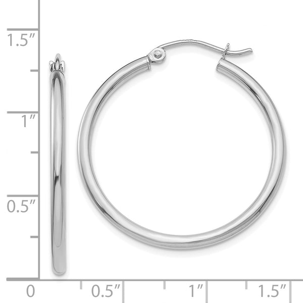 14KT White Gold 30X2MM Hoop Earrings