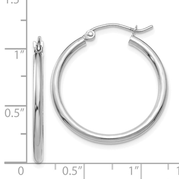 14KT White Gold 25X2MM Hoop Earrings