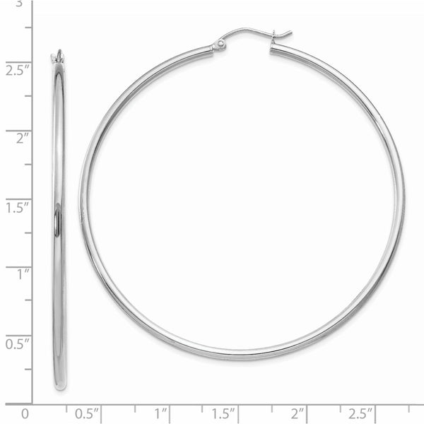 14KT White Gold 60X2MM Hoop Earrings