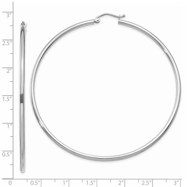 14KT White Gold 65X2MM Hoop Earrings