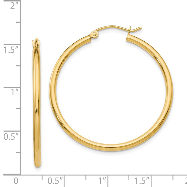 14KT Yellow Gold 35X2MM Hoop Earrings