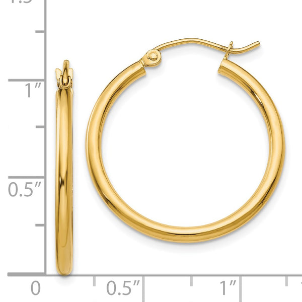 14KT Yellow Gold 25X2MM Hoop Earrings