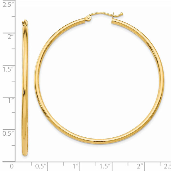 14KT Yellow Gold 50X2MM Hoop Earrings