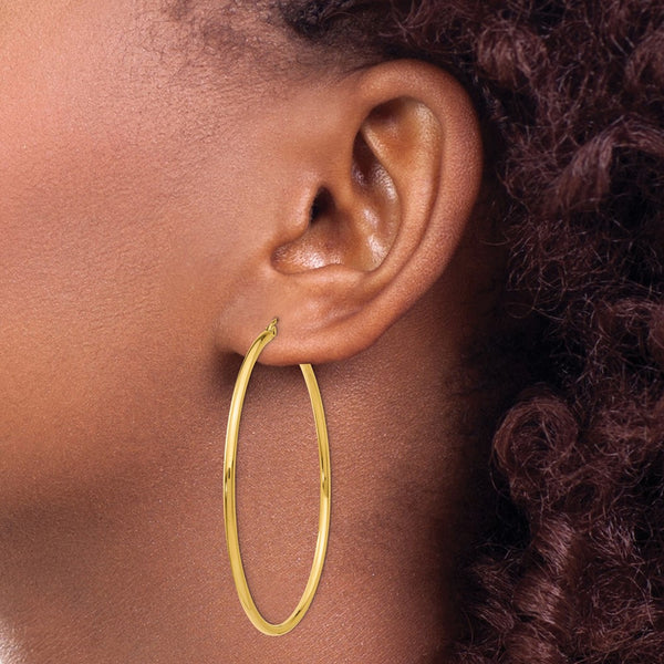 14KT Yellow Gold 55X2MM Hoop Earrings