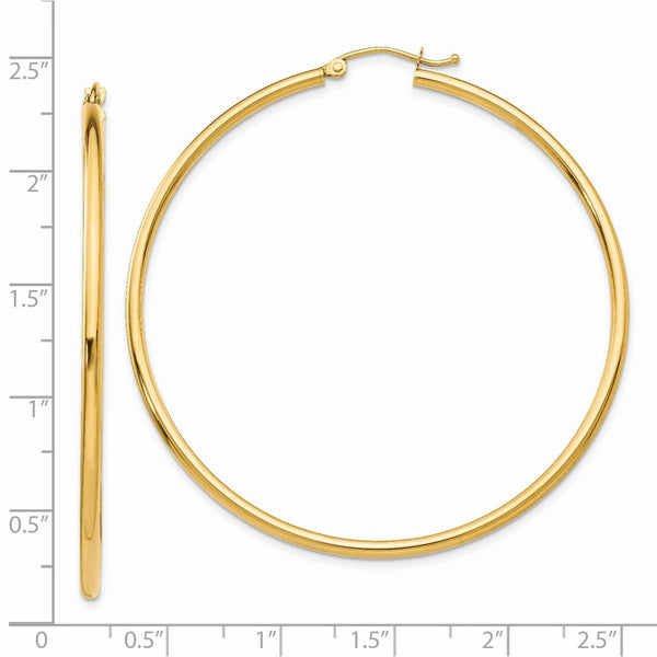 14KT Yellow Gold 55X2MM Hoop Earrings