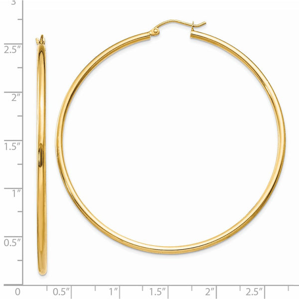 14KT Yellow Gold 60X2MM Hoop Earrings