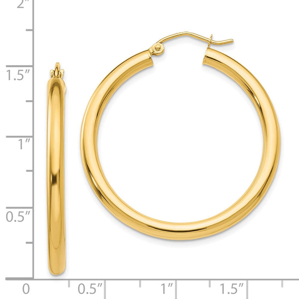 14KT Yellow Gold 35X3MM Hoop Earrings