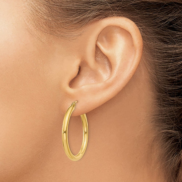 14KT Yellow Gold 30X3MM Hoop Earrings