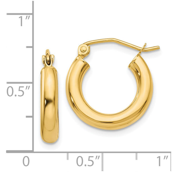 14KT Yellow Gold 16X3MM Hoop Earrings