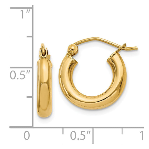 14KT Yellow Gold 14X3MM Hoop Earrings