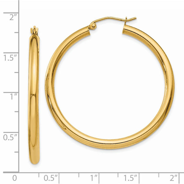 14KT Yellow Gold 40X3MM Hoop Earrings