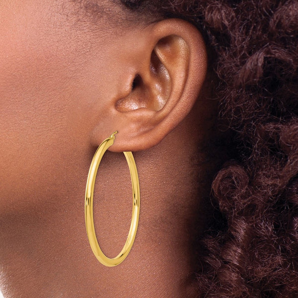 14KT Yellow Gold 50X3MM Hoop Earrings