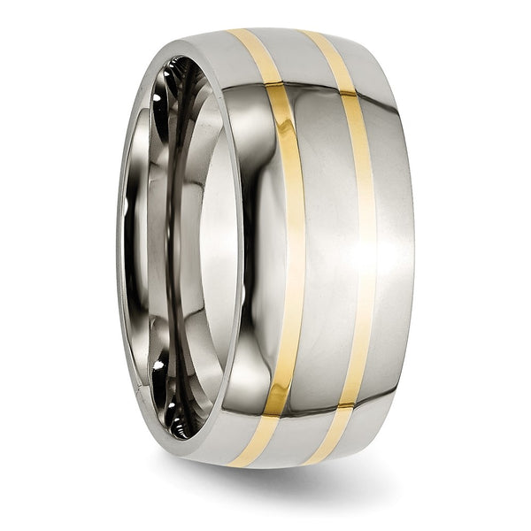 Titanium 14k Yellow Inlay 10mm Polished Band