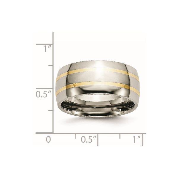 Titanium 14k Yellow Inlay 10mm Polished Band