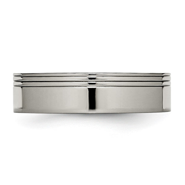 Titanium Grooved 6mm Polished Band