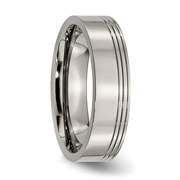 Titanium Grooved 6mm Polished Band