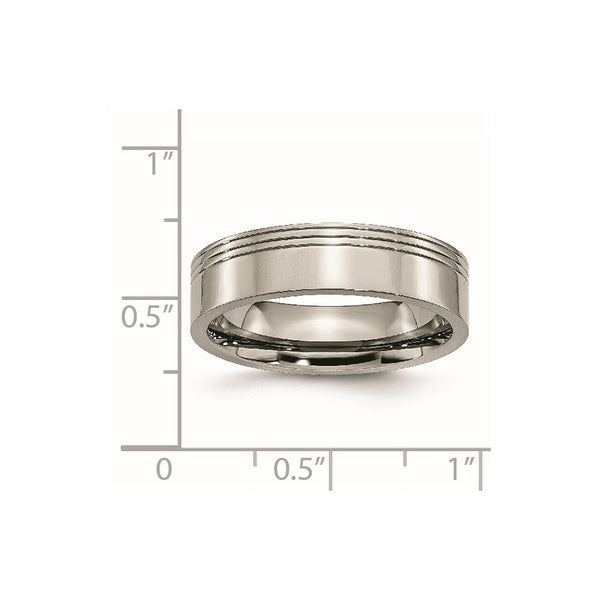 Titanium Grooved 6mm Polished Band