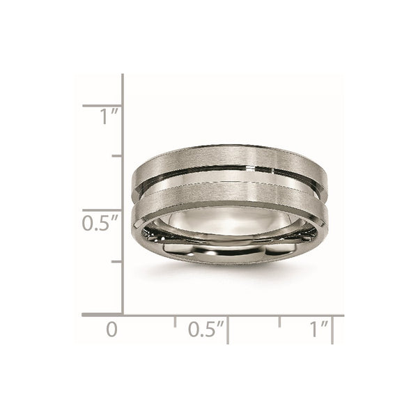 Titanium Grooved 8mm Brushed and Polished Band